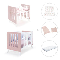 Minicuna y cuna todo en uno (7en1) blanca/rosa claro · Nexo Tre Flamingo C187T-M7742