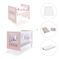 Minicuna y cuna todo en uno (7en1) blanca/rosa claro · Nexo Tre Flamingo C187T-M7742
