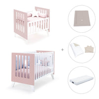 Minicuna y cuna todo en uno (7en1) blanca/rosa claro · Nexo Tre Flamingo C187T-M7742