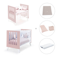 Minicuna y cuna todo en uno (7en1) blanca/rosa claro · Nexo Tre Flamingo C187T-M7742