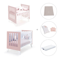 Minicuna y cuna todo en uno (7en1) blanca/rosa claro · Nexo Tre Flamingo C187T-M7742