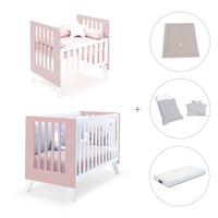 Minicuna y cuna todo en uno (7en1) blanca/rosa claro · Nexo Tre Flamingo C187T-M7742