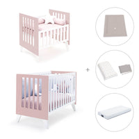 Minicuna y cuna todo en uno (7en1) blanca/rosa claro · Nexo Tre Flamingo C187T-M7742
