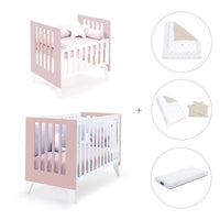 Minicuna y cuna todo en uno (7en1) blanca/rosa claro · Nexo Tre Flamingo C187T-M7742