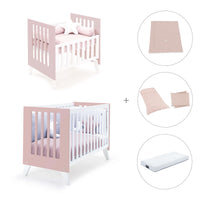 Minicuna y cuna todo en uno (7en1) blanca/rosa claro · Nexo Tre Flamingo C187T-M7742