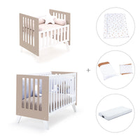Minicuna y cuna todo en uno (7en1) blanca/beige · Nexo Tre Arena C187T-M7753