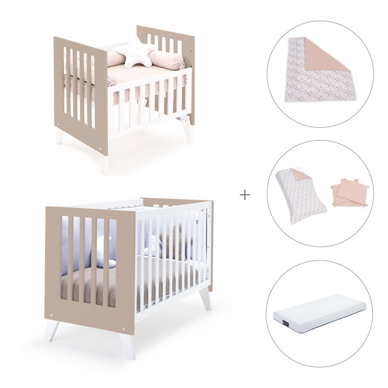 Minicuna y cuna todo en uno (7en1) blanca/beige · Nexo Tre Arena C187T-M7753