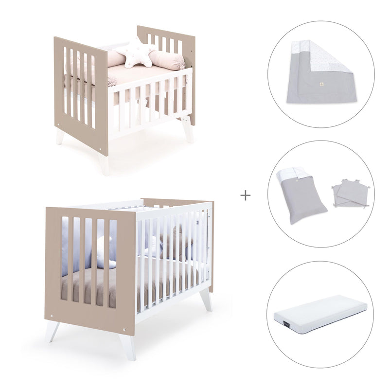 Minicuna y cuna todo en uno (7en1) blanca/beige · Nexo Tre Arena C187T-M7753
