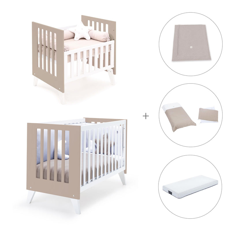 Minicuna y cuna todo en uno (7en1) blanca/beige · Nexo Tre Arena C187T-M7753