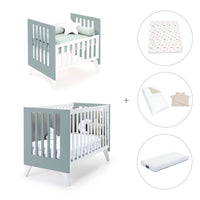 Minicuna y cuna todo en uno (7en1) blanca/verde eucalipto · Nexo Tre Eucalyptus C187T-M7757