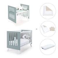 Minicuna y cuna todo en uno (7en1) blanca/verde eucalipto · Nexo Tre Eucalyptus C187T-M7757