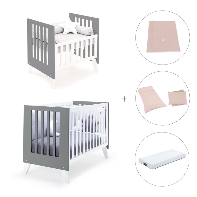 Minicuna y cuna todo en uno (7en1) blanca/antracita · Nexo Tre Antracita C187T-M7758