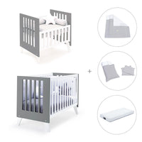 Minicuna y cuna todo en uno (7en1) blanca/antracita · Nexo Tre Antracita C187T-M7758