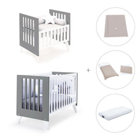 Minicuna y cuna todo en uno (7en1) blanca/antracita · Nexo Tre Antracita C187T-M7758