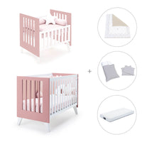 Minicuna y cuna todo en uno (7en1) blanca/rosa · Nexo Tre Quarzo C187T-M7759