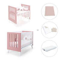 Minicuna y cuna todo en uno (7en1) blanca/rosa · Nexo Tre Quarzo C187T-M7759