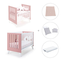Minicuna y cuna todo en uno (7en1) blanca/rosa · Nexo Tre Quarzo C187T-M7759