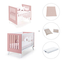 Minicuna y cuna todo en uno (7en1) blanca/rosa · Nexo Tre Quarzo C187T-M7759