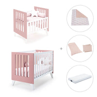 Minicuna y cuna todo en uno (7en1) blanca/rosa · Nexo Tre Quarzo C187T-M7759