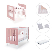 Minicuna y cuna todo en uno (7en1) blanca/rosa · Nexo Tre Quarzo C187T-M7759