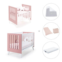 Minicuna y cuna todo en uno (7en1) blanca/rosa · Nexo Tre Quarzo C187T-M7759