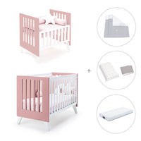 Minicuna y cuna todo en uno (7en1) blanca/rosa · Nexo Tre Quarzo C187T-M7759