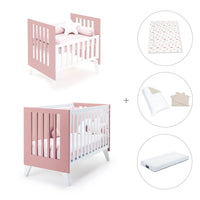 Minicuna y cuna todo en uno (7en1) blanca/rosa · Nexo Tre Quarzo C187T-M7759