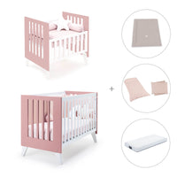Minicuna y cuna todo en uno (7en1) blanca/rosa · Nexo Tre Quarzo C187T-M7759