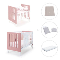 Minicuna y cuna todo en uno (7en1) blanca/rosa · Nexo Tre Quarzo C187T-M7759