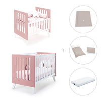 Minicuna y cuna todo en uno (7en1) blanca/rosa · Nexo Tre Quarzo C187T-M7759