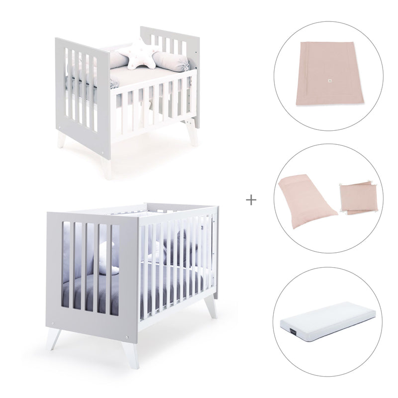 Minicuna y cuna todo en uno (7en1) blanca/gris · Nexo Tre Grey C187T-M7778