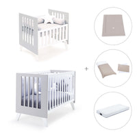 Minicuna y cuna todo en uno (7en1) blanca/gris · Nexo Tre Grey C187T-M7778