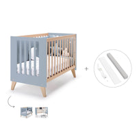 Cuna de colecho 60x120 cm (4en1) madera/celeste · Nexor Due Blue Denim