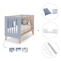 Cuna de colecho 60x120 cm (4en1) madera/celeste · Nexor Due Blue Denim