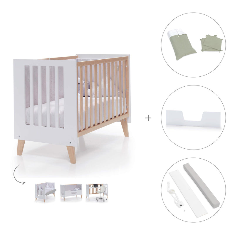 Cuna de colecho 60x120 cm (4en1) madera/blanca · Nexor Due White C187RD-M7795