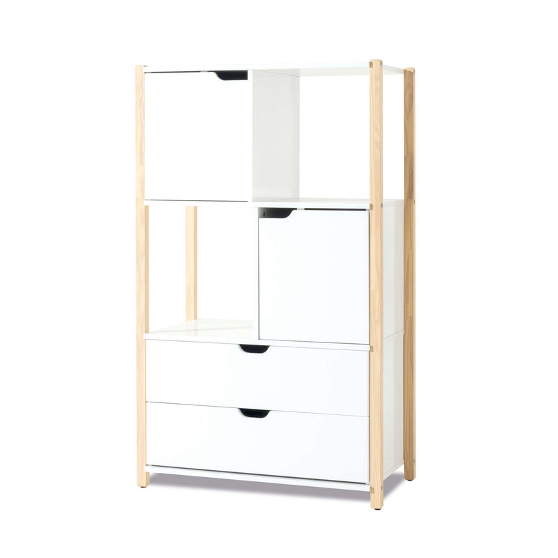 armario pequeño montessori con estantes y cajones