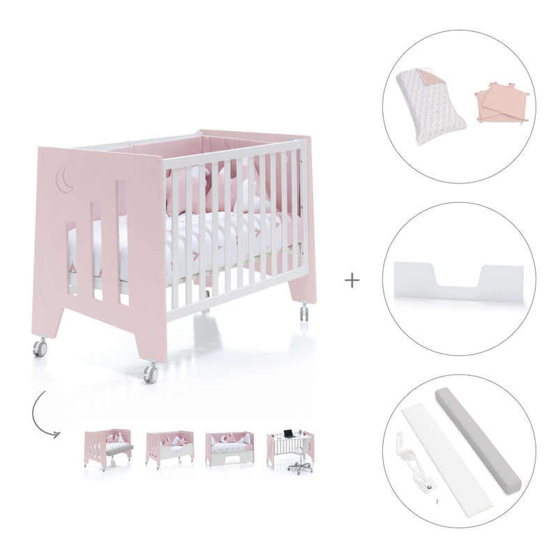 Cuna colecho 60x120 cm (5en1) rosa · Omni Due Flamingo C181D-M7742