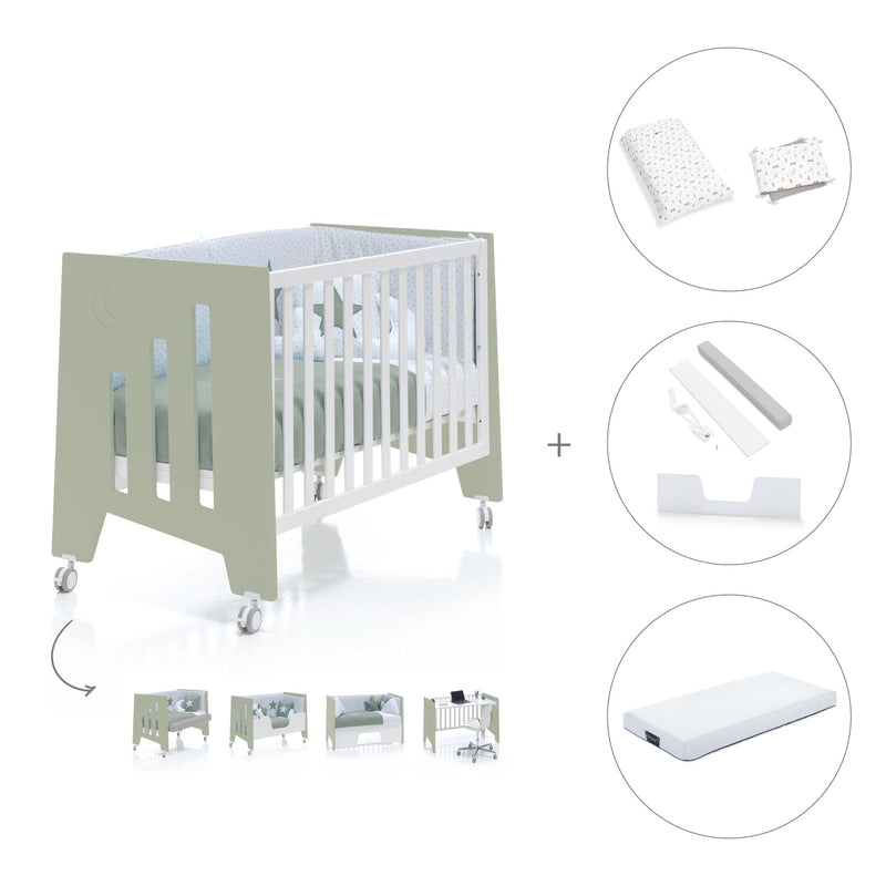 Cuna 60x120 cm para colecho (5en1) verde-oliva · Omni Due Erba C181D-M7756