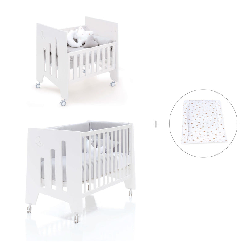 Minicuna 60x80 cm y cuna 60x120 cm (7en1) blanca · Omni Tre White C181T-M7700