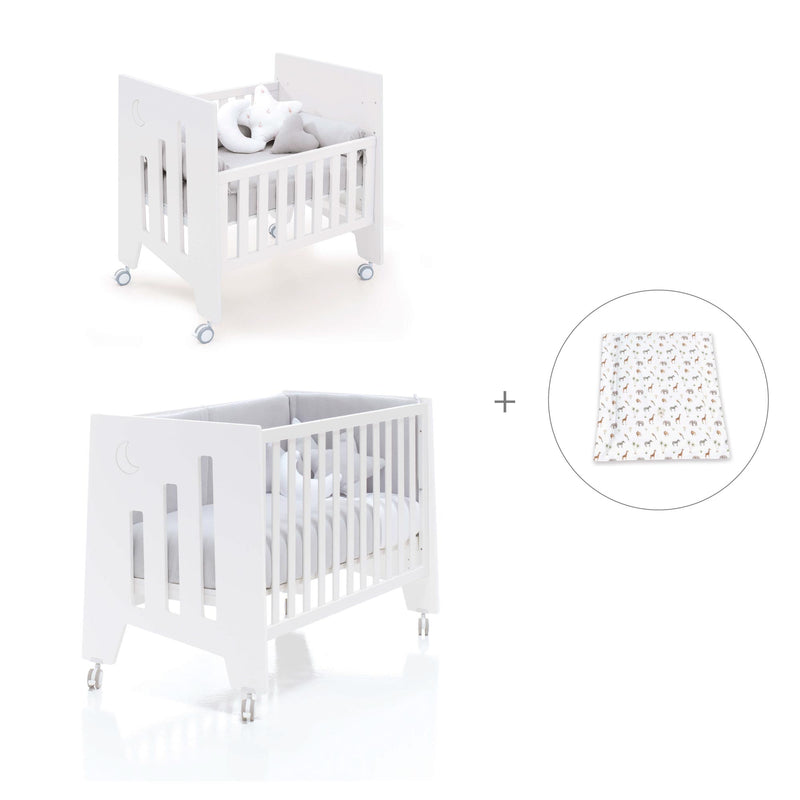 Minicuna 60x80 cm y cuna 60x120 cm (7en1) blanca · Omni Tre White C181T-M7700