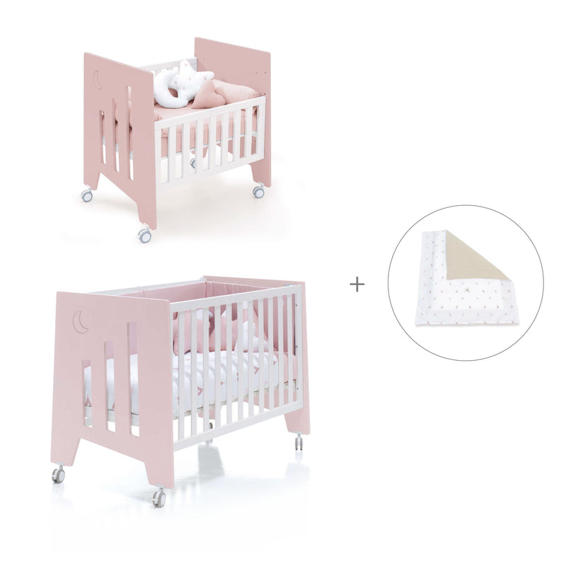 Minicuna 60x80 cm y cuna 60x120 cm (7en1) rosa claro · Omni Tre Flamingo C181T-M7742