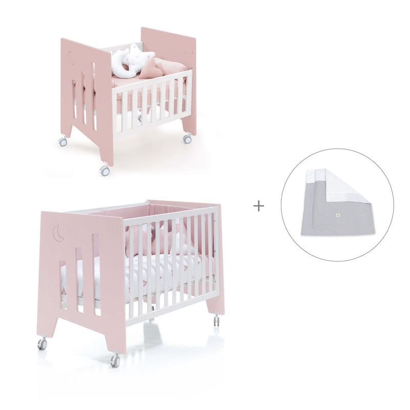 Minicuna 60x80 cm y cuna 60x120 cm (7en1) rosa claro · Omni Tre Flamingo C181T-M7742