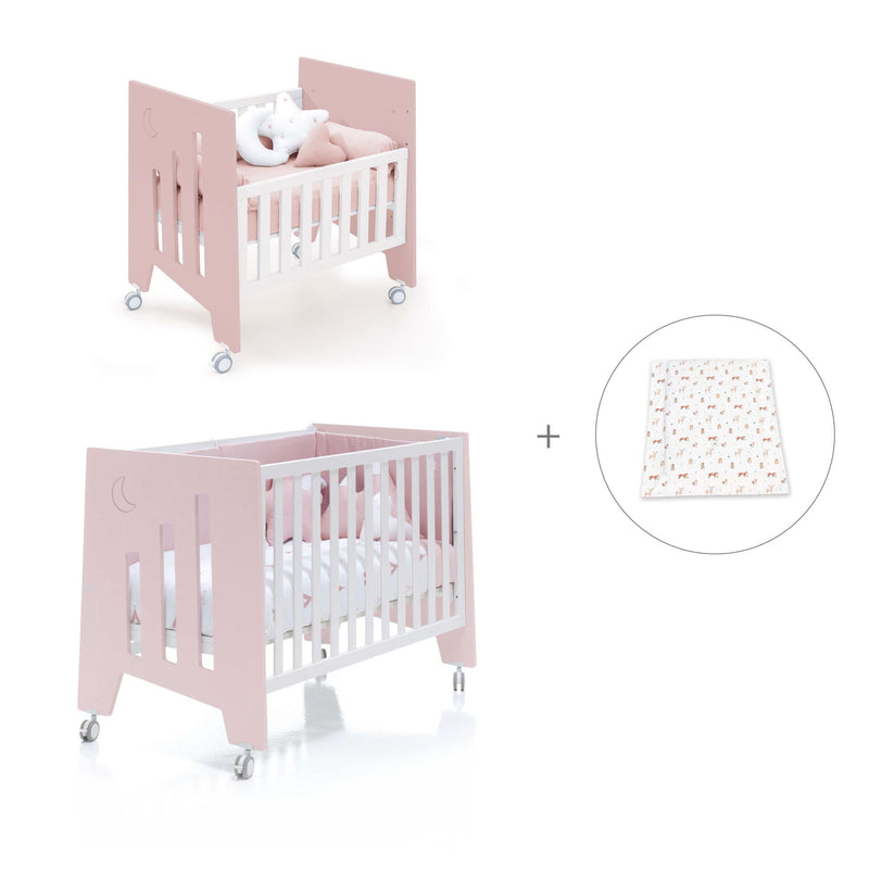 Minicuna 60x80 cm y cuna 60x120 cm (7en1) rosa claro · Omni Tre Flamingo C181T-M7742