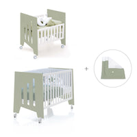Minicuna 60x80 cm y cuna 60x120 cm (7en1) verde-oliva · Omni Tre Erba C181T-M7756