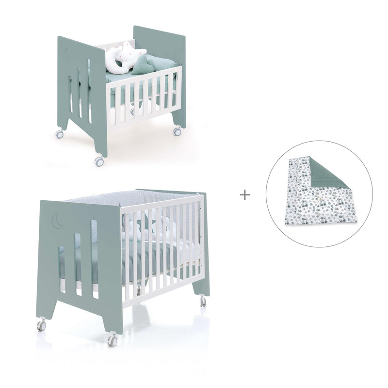 Minicuna 60x80 cm y cuna 60x120 cm (7en1) verde eucalipto · Omni Tre Eucalyptus C181T-M7757