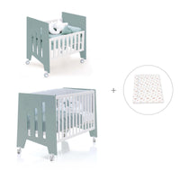 Minicuna 60x80 cm y cuna 60x120 cm (7en1) verde eucalipto · Omni Tre Eucalyptus C181T-M7757