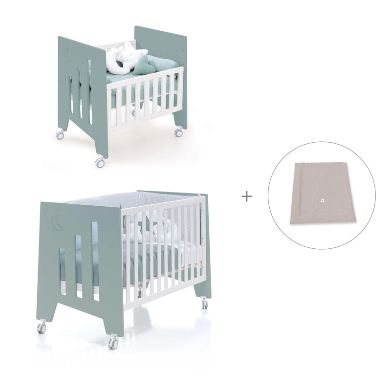 Minicuna 60x80 cm y cuna 60x120 cm (7en1) verde eucalipto · Omni Tre Eucalyptus C181T-M7757