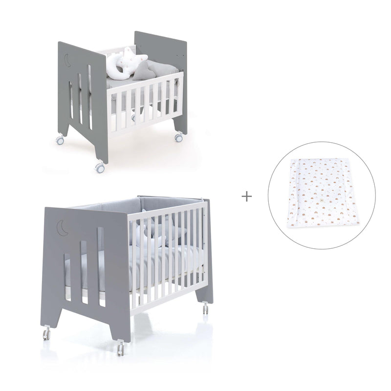 Minicuna 60x80 cm y cuna 60x120 cm (7en1) antracita · Omni Tre Antracita C181T-M7758