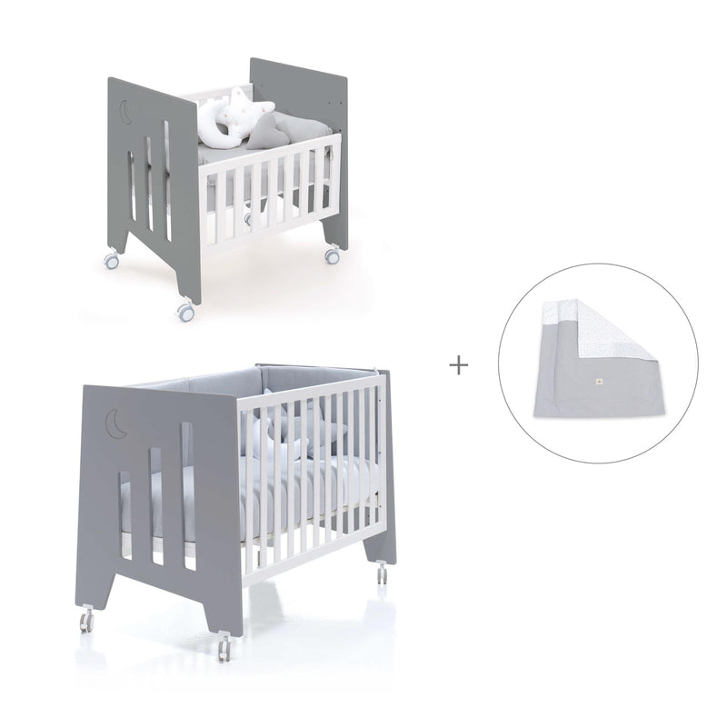 Minicuna 60x80 cm y cuna 60x120 cm (7en1) antracita · Omni Tre Antracita C181T-M7758