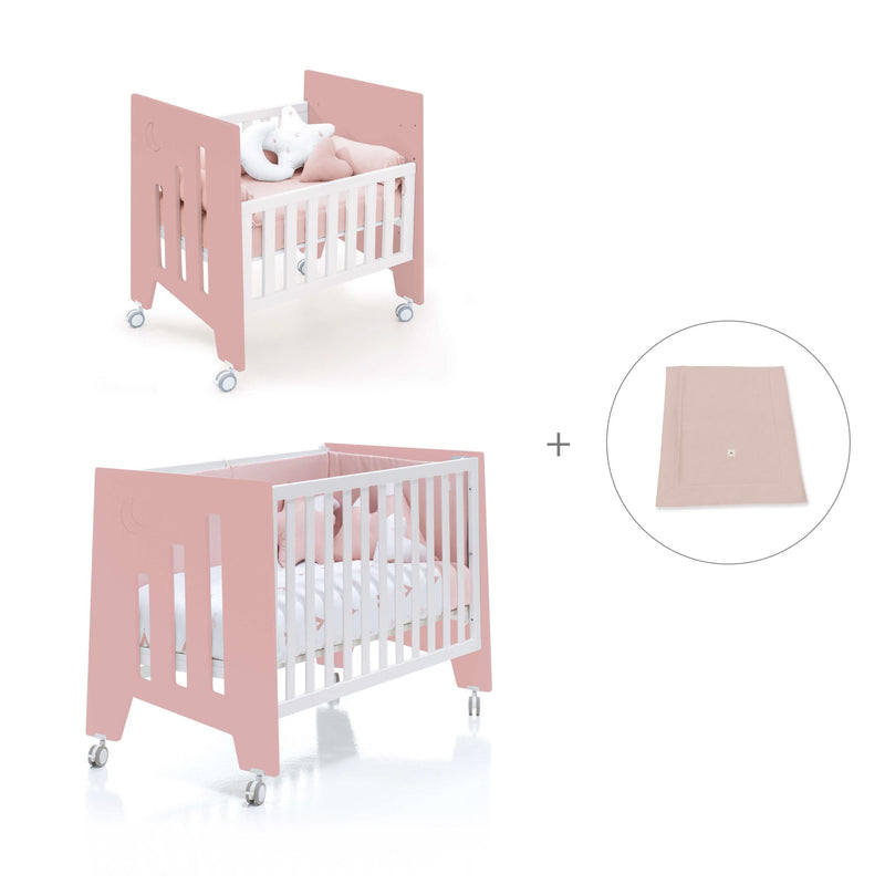 Minicuna 60x80 cm y cuna 60x120 cm (7en1) rosa · Omni Tre Quarzo C181T-M7759